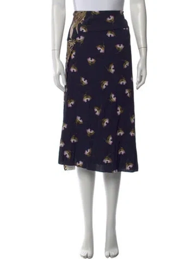 Pre-owned Vince Printed Midi Length Skirt In Blue