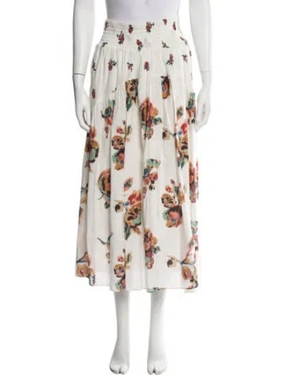 Pre-owned Vince Printed Midi Length Skirt In White
