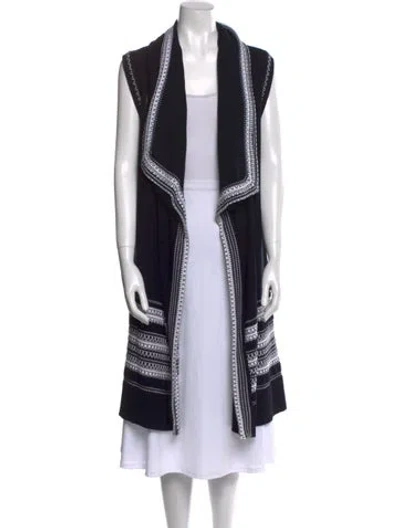 Pre-owned Vince Printed Open Front Sweater In Black