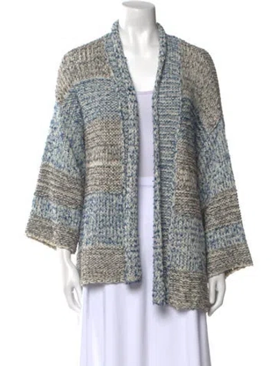 Pre-owned Vince Printed Open Front Sweater In Neutral