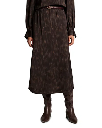 Vince Printed Pull On Slip Skirt In Brown