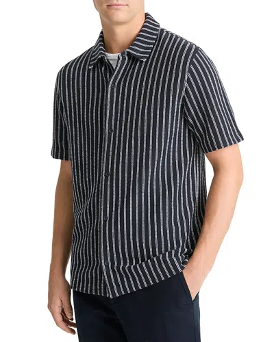 Vince Printed Short Sleeve Button Front Shirt In Coastal/classic Crea