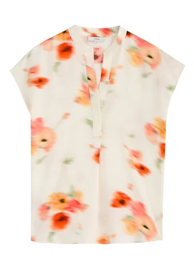 Vince Printed Silk-satin Blouse In White