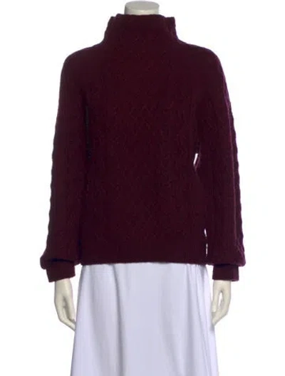 Pre-owned Vince Printed Turtleneck Sweater In Red