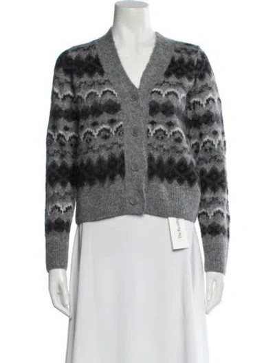 Pre-owned Vince Printed V-neck Sweater W/ Tags In Gray