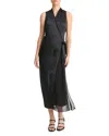 Vince Polka Dot Faux Wrap Dress In Black/grey