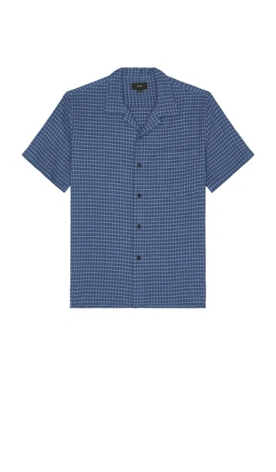 Vince Provence Plaid Collar Shirt In High Tide