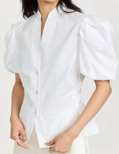 Vince Puff Sleeve Blouse In Optic White