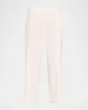Vince Pintuck Linen Blend Tapered Trousers In Pale Nut