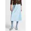 Vince Side Slit Matte Satin Slip Skirt In Blue