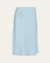 Vince Side Slit Matte Satin Slip Skirt In Blue