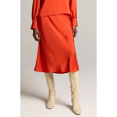 Vince Pull-on Satin Slip Skirt In Orange