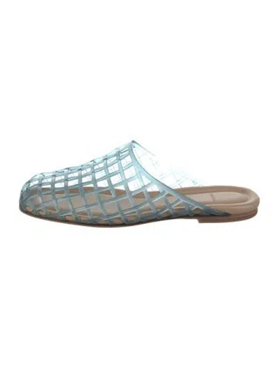 Pre-owned Vince Pvc Lace Pattern Mules In Blue