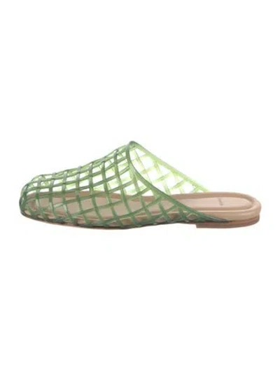 Pre-owned Vince Pvc Patterned Mules In Green