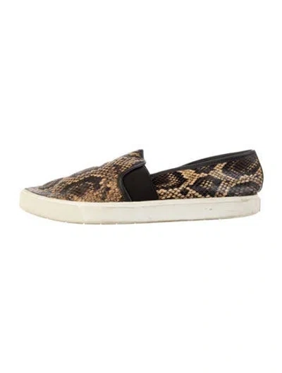 Pre-owned Vince Python Animal Print Loafers In Neutral