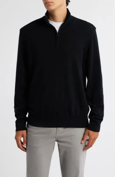 Vince Quarter Zip Cashmere Sweater In Black