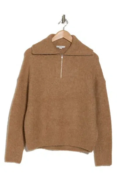 Vince Quarter Zip Sweater In Camel