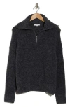 Vince Quarter Zip Sweater In Dark Heather Grey