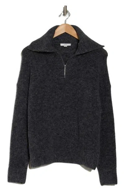 Vince Quarter Zip Sweater In Dark Heather Grey