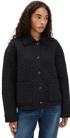Vince Cotton Blend Quilted Jacket In Black