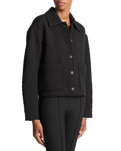 Vince Quilted Collared Jacket In Black
