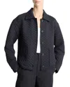 Vince Cotton Blend Quilted Jacket In Blue