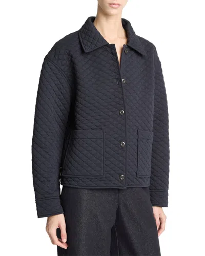 Vince Quilted Collared Jacket In Blue