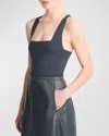 Vince Racerback Square-neck Tank Top In Graphite