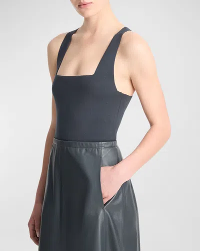 Vince Racerback Square-neck Tank Top In Graphite