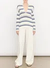 VINCE RACKED RIBBED PULLOVER SWEATER IN NAVY/OFF WHITE