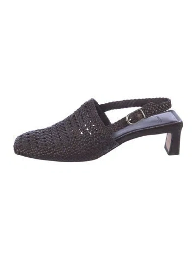 Pre-owned Vince Raffia Braided Accents Slingback Pumps In Brown