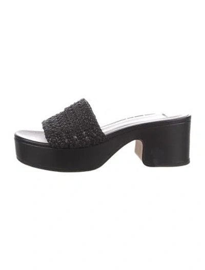 Pre-owned Vince Raffia Slides In Black