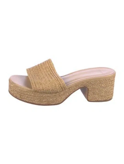 Pre-owned Vince Raffia Slides In Neutral
