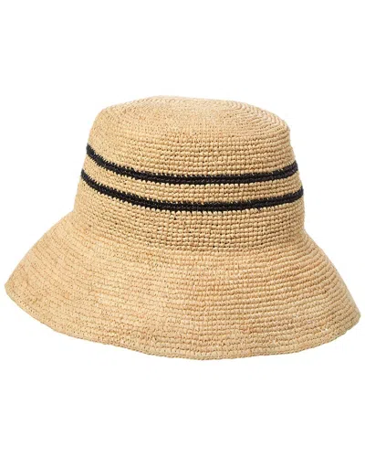 Vince Raffia Stripe Cloche Bucket Hat In Neutral