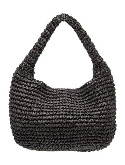 Pre-owned Vince Raffia Top Handle Bag In Black