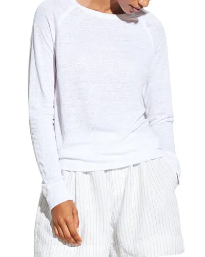 Vince Raglan Linen Pullover In White