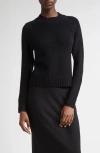 Vince Raglan Sleeve Wool & Cashmere Crewneck Sweater In Black