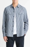 Vince Railroad Stripe Button-up Shirt In Blue