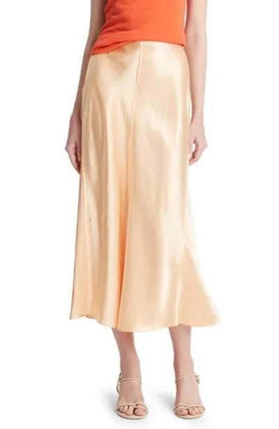 VINCE VINCE RAW EDGE PANELED SATIN SLIP SKIRT