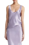 Vince Raw-edge Satin Tank Top In Wisteria