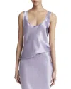 Vince Raw-edge Satin Tank Top In Purple