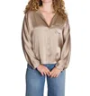 Vince Raw-edge Button-front Silk Blouse In Multi