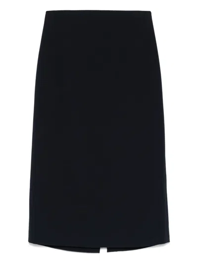 Vince Rear-slit Midi Skirt In Blue