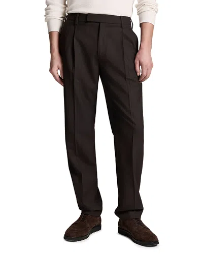 Vince Refined Twill Straight Fit Pleat Pants In Brown