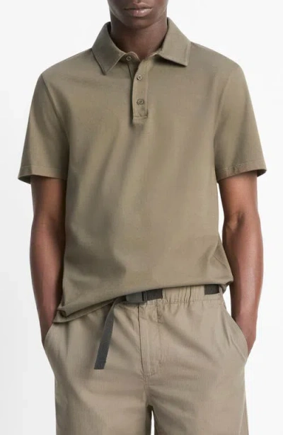 Vince Regular Fit Garment Dyed Cotton Polo In Green
