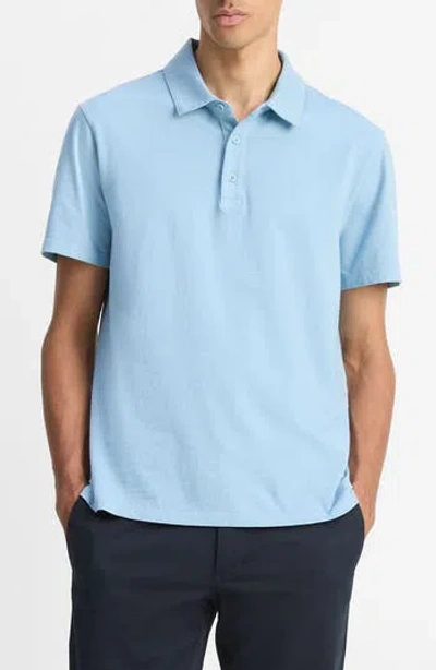 Vince Regular Fit Garment Dyed Cotton Polo In Blue