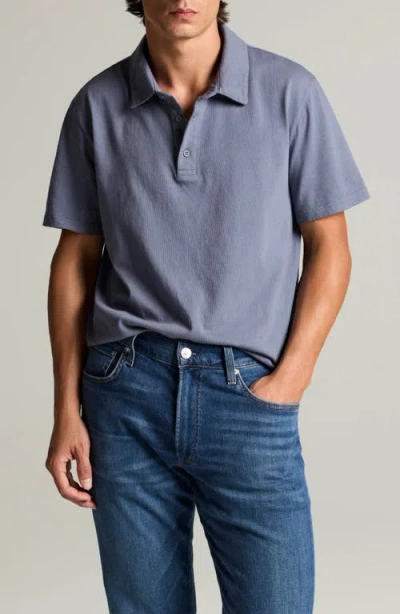 Vince Regular Fit Garment Dyed Cotton Polo In Blue