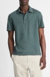Vince Regular Fit Garment Dyed Cotton Polo In Green