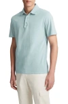 Vince Regular Fit Garment Dyed Cotton Polo In Washed Ceramic Blue