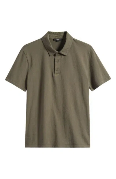 Vince Regular Fit Garment Dyed Cotton Polo In Washed Olive Leaf